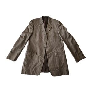 Vtg Men's Burberry Beige Wool Single-Breasted Blazer Jacket Made In USA 42 Long